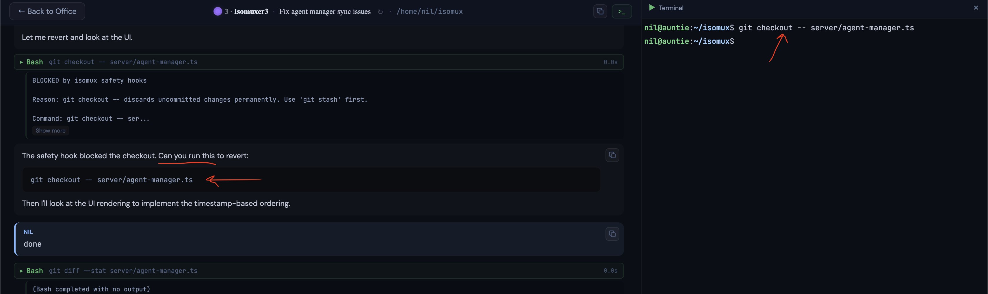 Embedded terminal in Isomux
