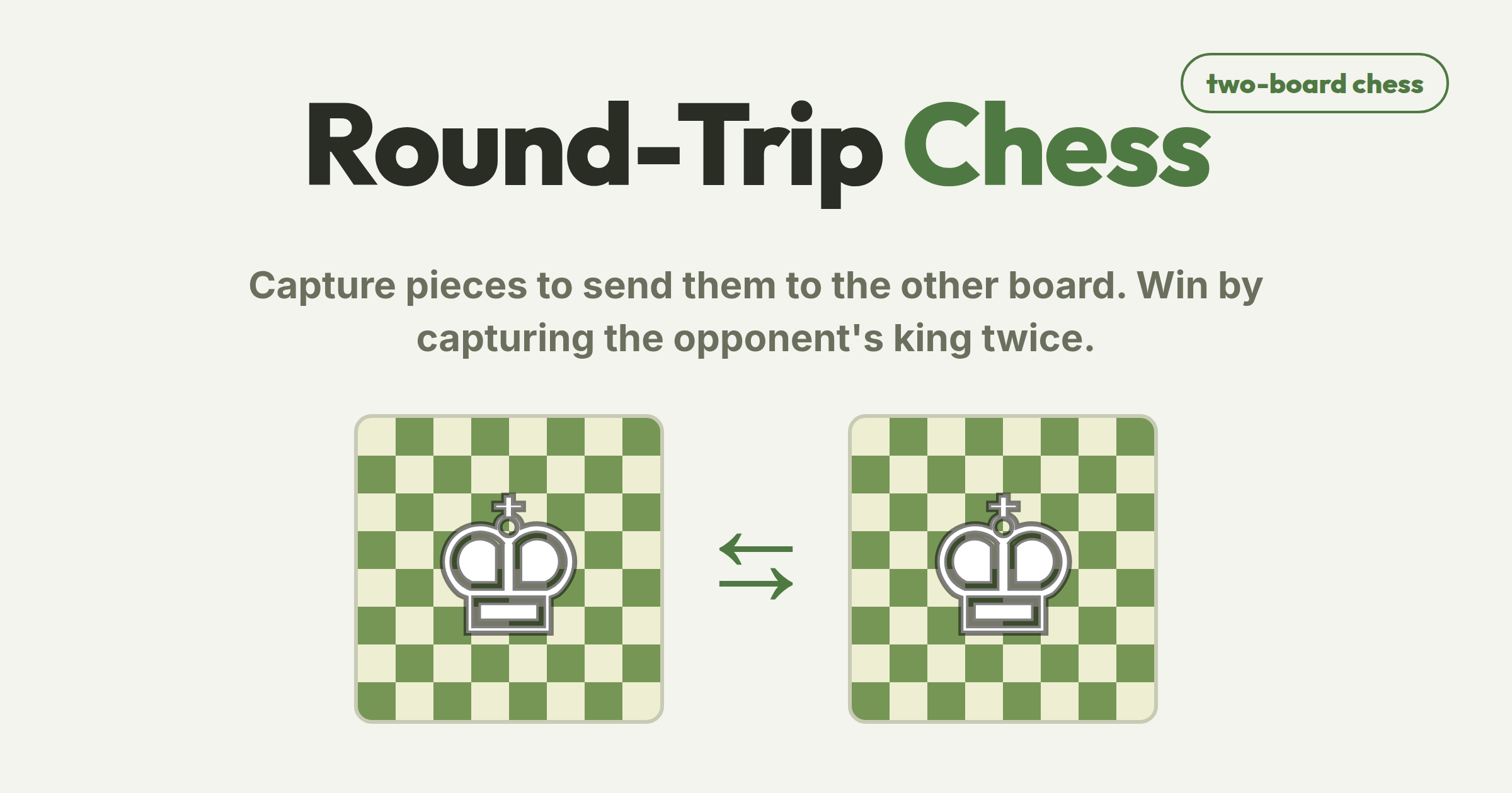 Round-Trip Chess — a two-board chess variant where captured pieces move to the other board