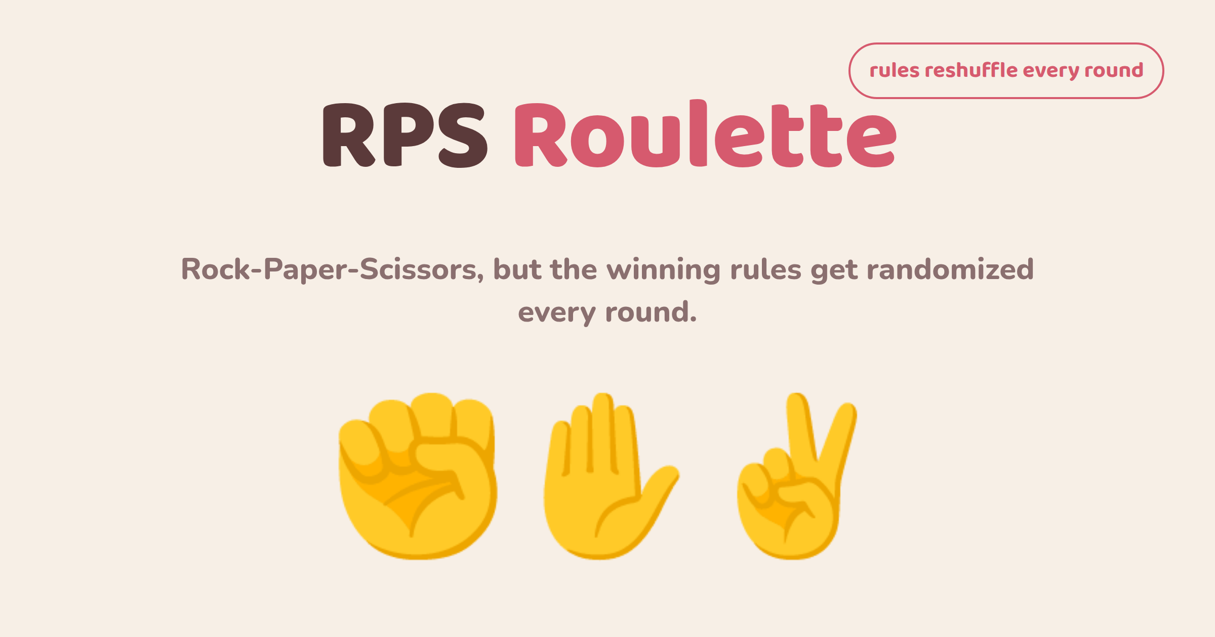 RPS Roulette — Rock-Paper-Scissors where the winning rules reshuffle every round