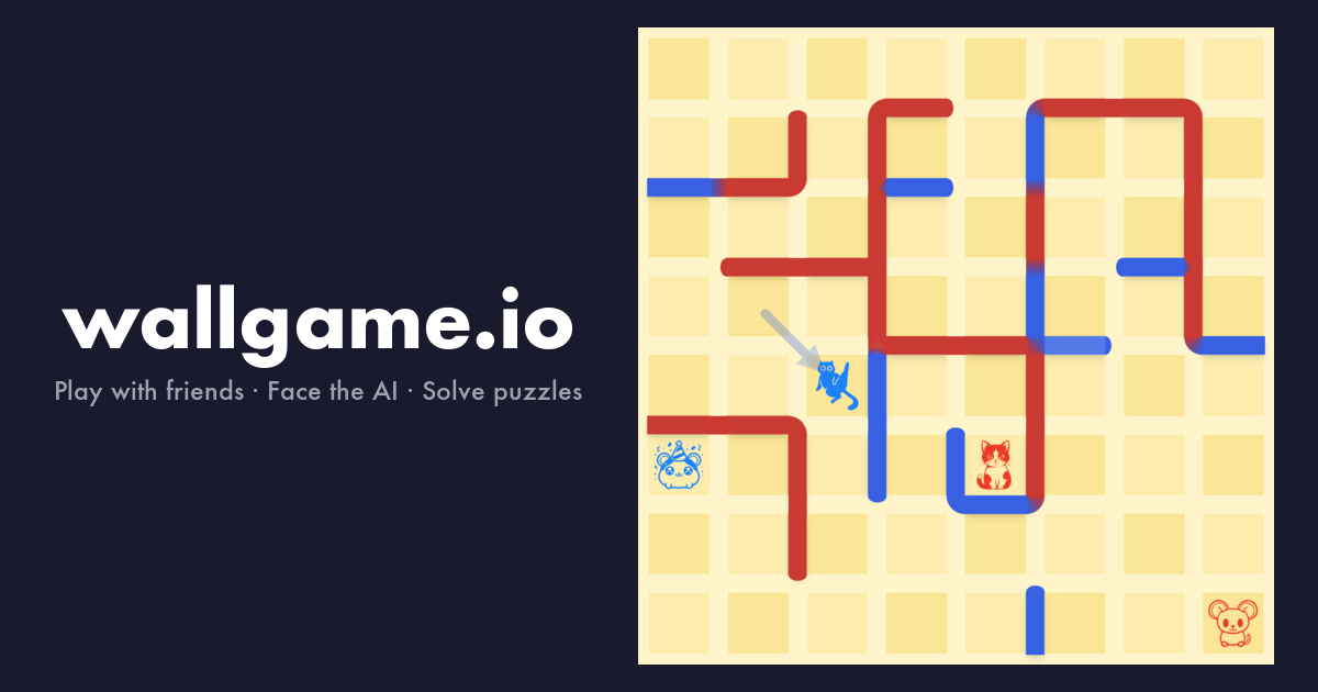 Wall Game — an online strategy board game I invented, with a superhuman self-play AI